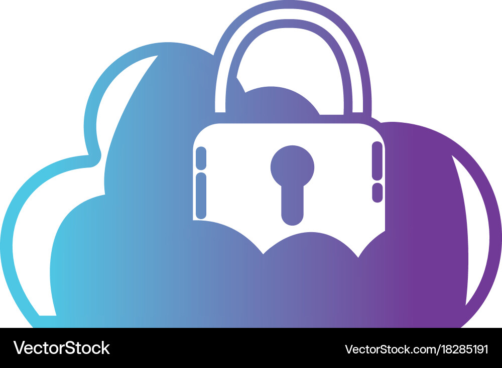 Line cloud data with padlock to security Vector Image