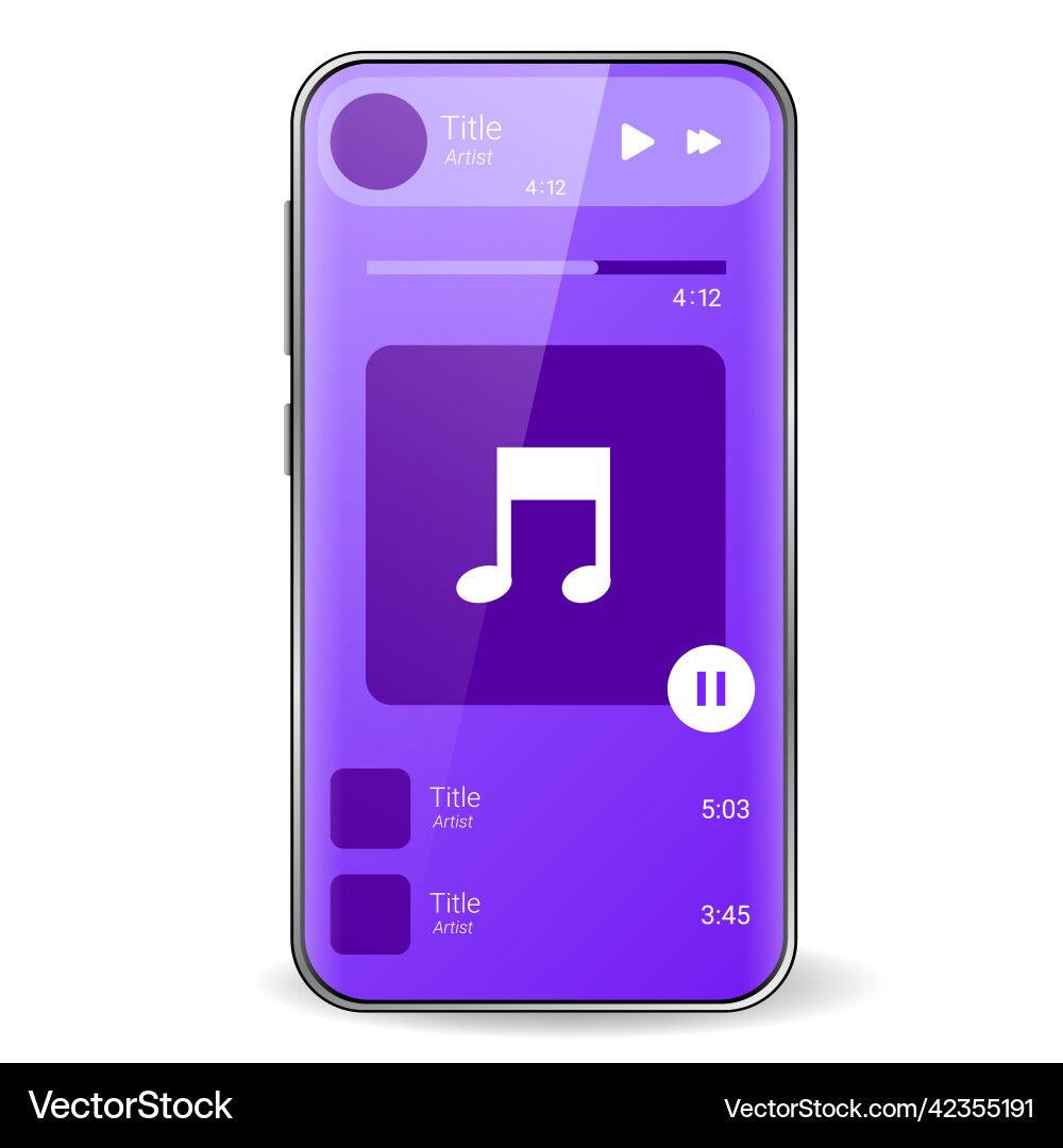 Music player user interface realistic smartphone vector image