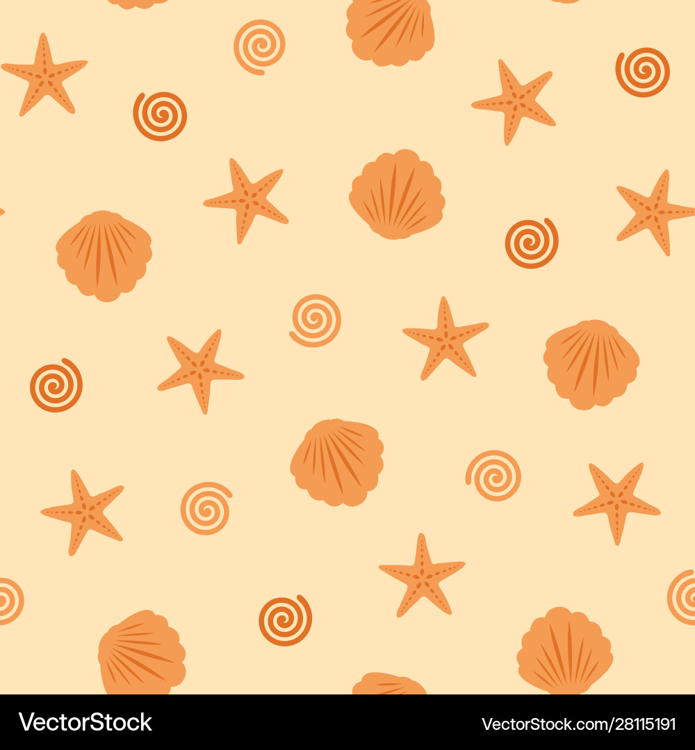 Orange seamless seashell pattern Orange seamless seashell pattern vector image