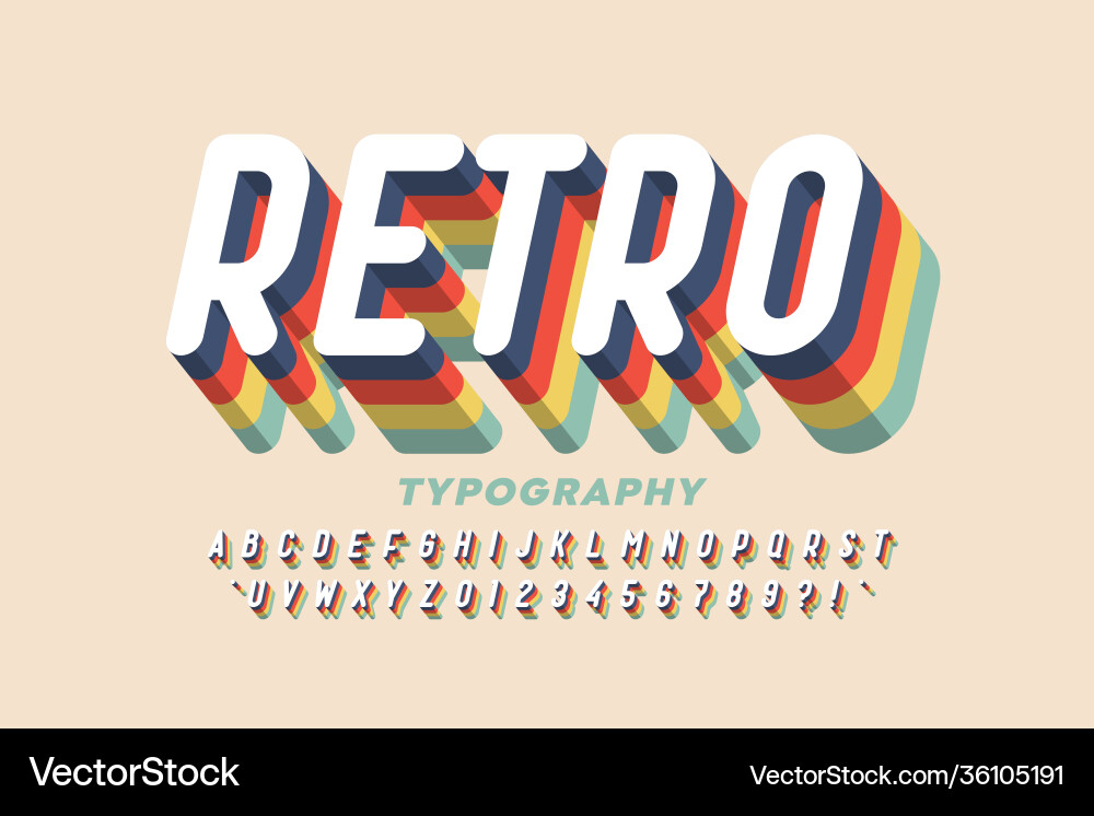 Retro style font design Retro style font design vector image
