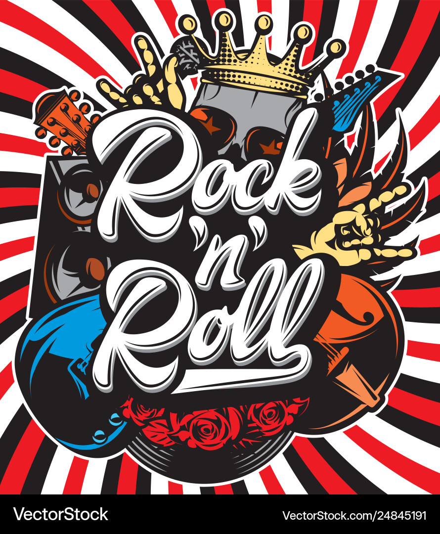 Rock n Roll Print Template Vector Image