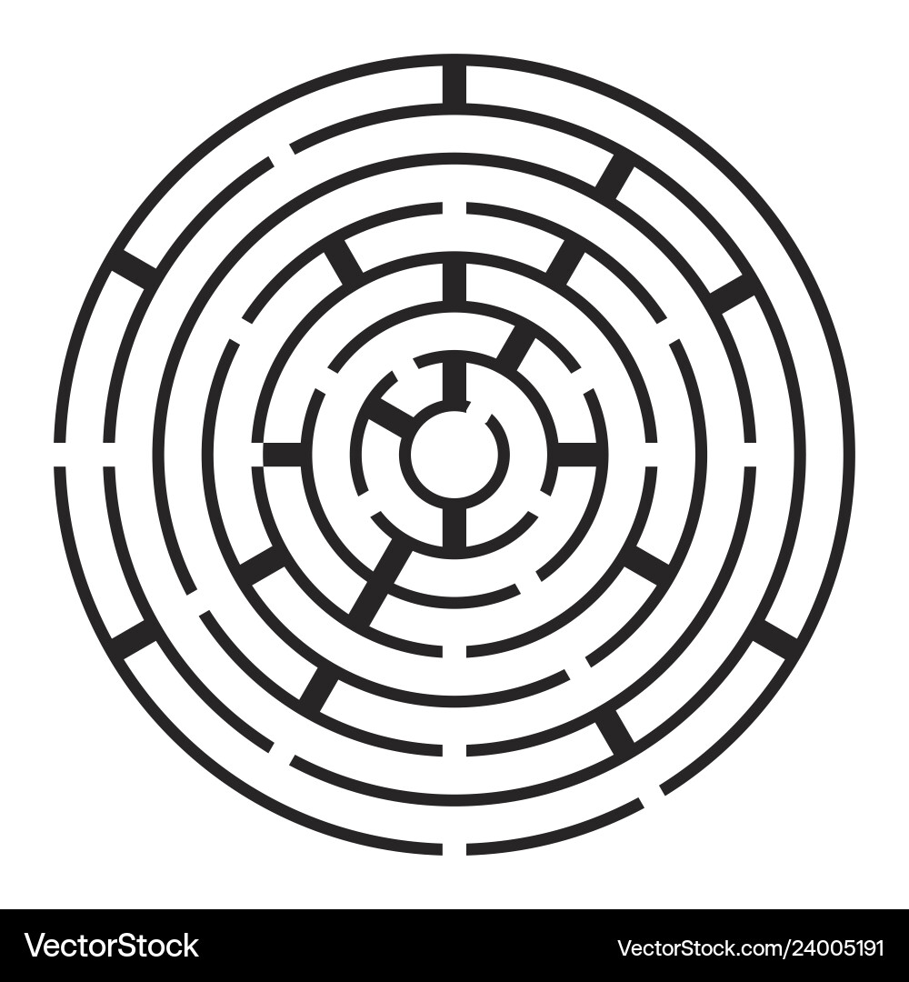 Round Maze Symbol - Abstract Path vector image