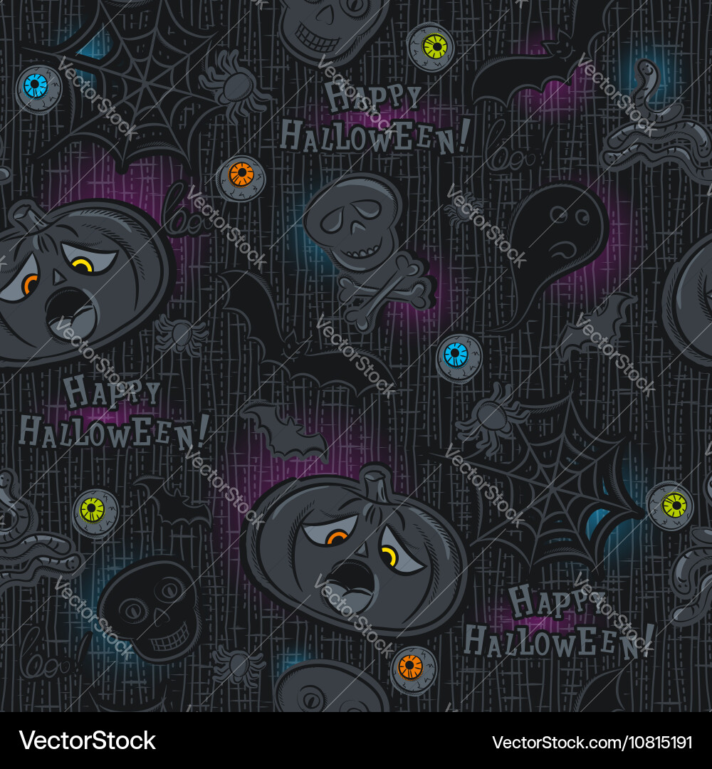 Seamless pattern with halloween objects Vector Image