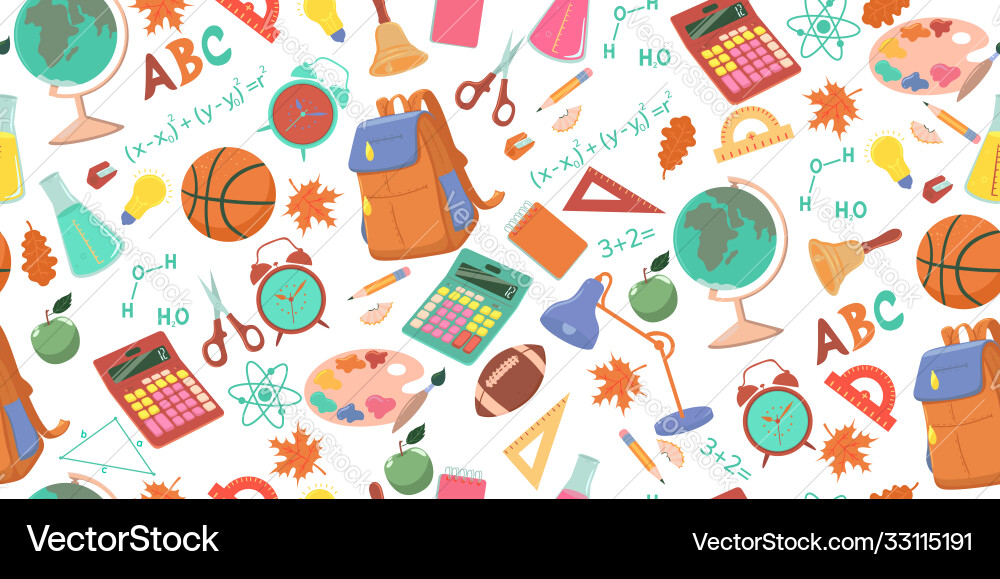 Seamless pattern with school objects Seamless pattern with school objects Vector Image