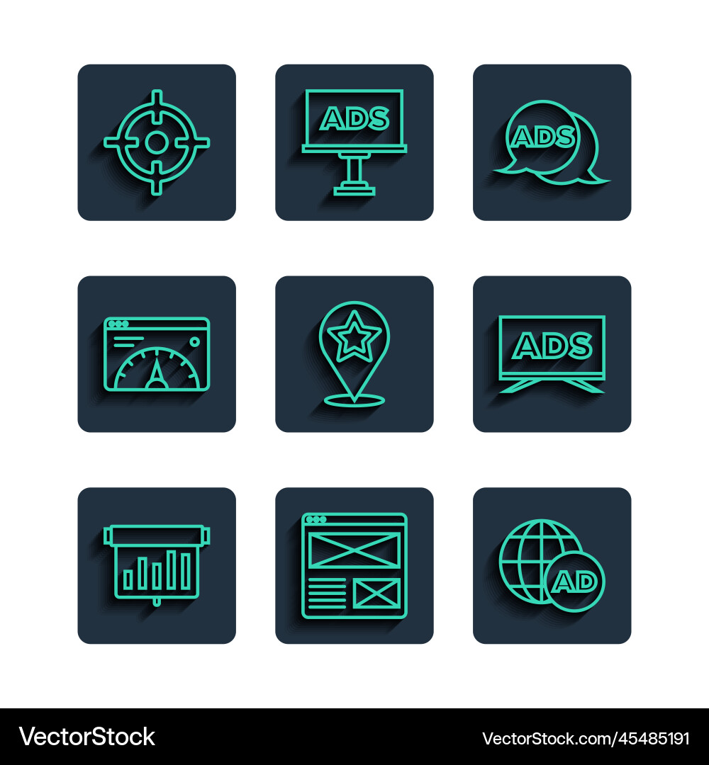 Set line board with graph chart browser window Vector Image