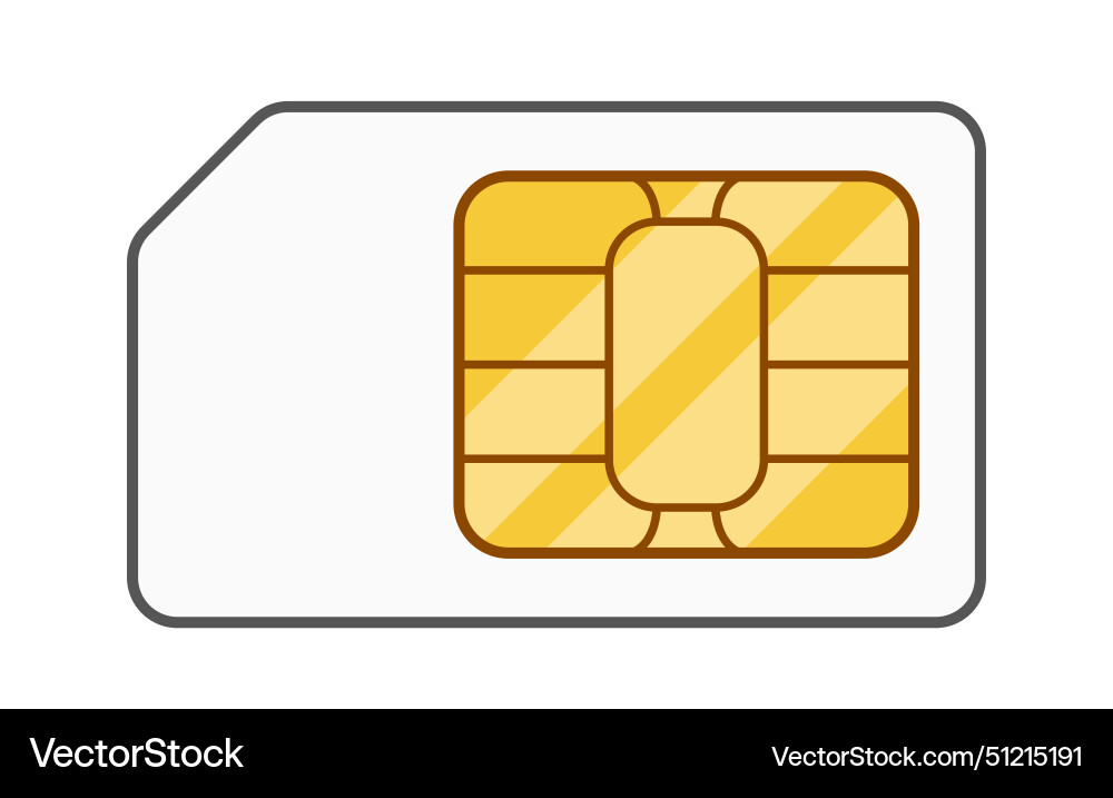 Sim card prominently displaying its internal chip Sim card prominently displaying its internal chip vector image