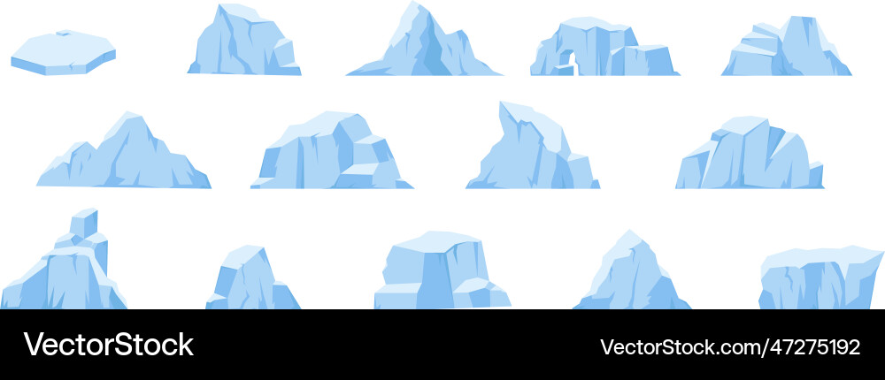 Cartoon icebergs melting glacier and antarctic Cartoon icebergs melting glacier and antarctic vector image
