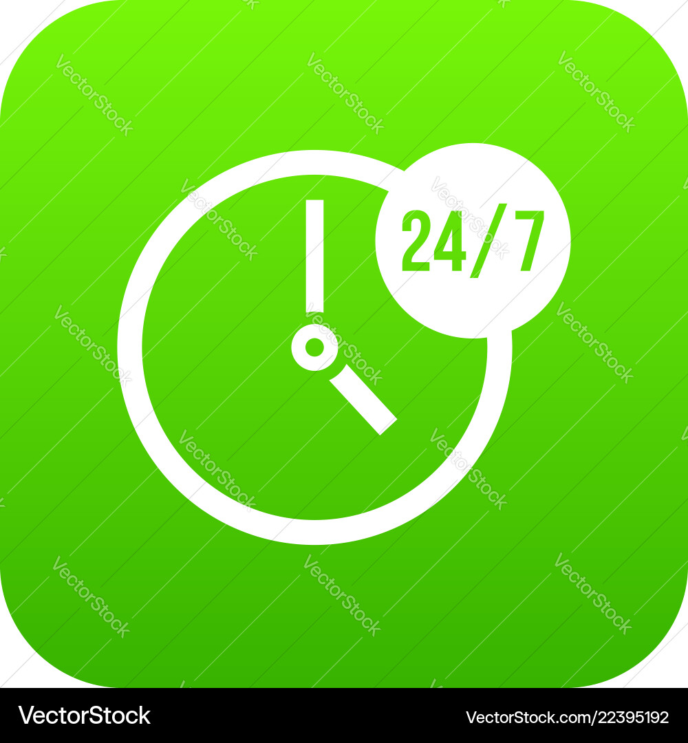 Clock 24 7 icon digital green Clock 24 7 icon digital green vector image