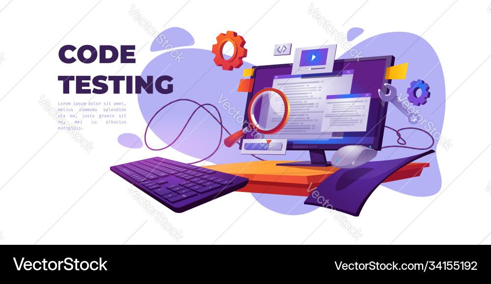 Code Testing Banner - Funktionstest vektorbild