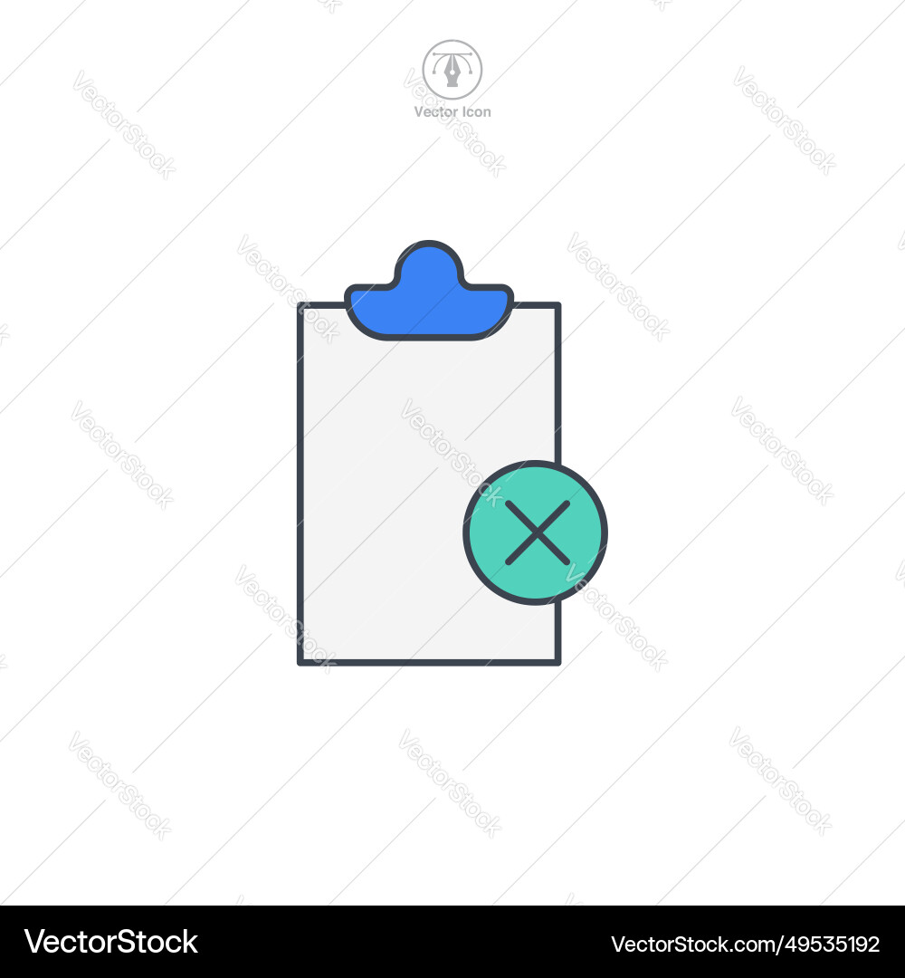 Cross mark on document icon symbol isolated Vector Image