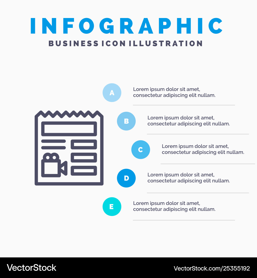 Document basic video camera line icon with 5 Vector Image