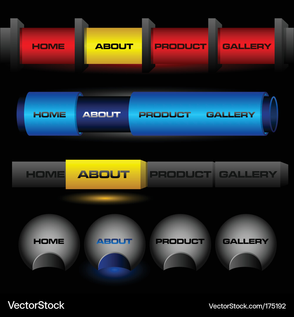 Editable website buttons Vector Image