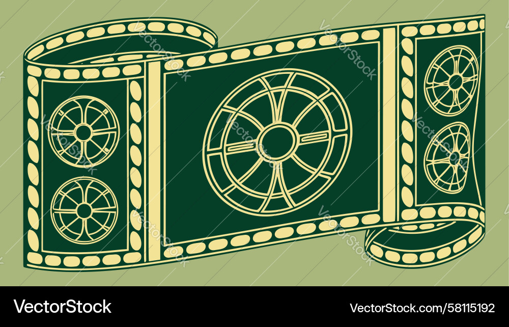 Elegant Rolled Scroll with Circular Ornamentation Vector Image