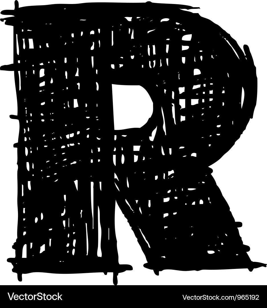 Hand Drawn R Letter Font Sketch vector image