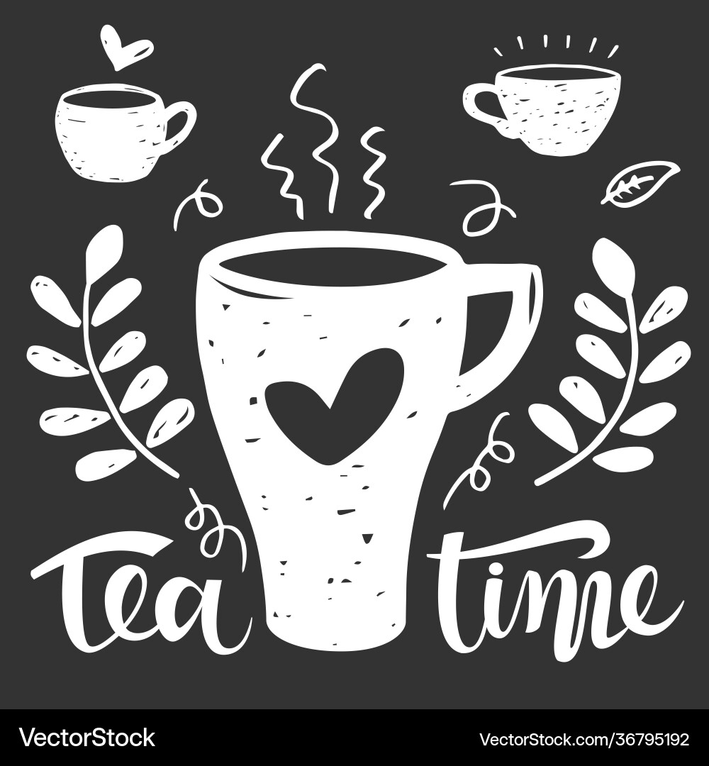 Hand drawn silhouette a tea cups Hand drawn silhouette a tea cups vector image