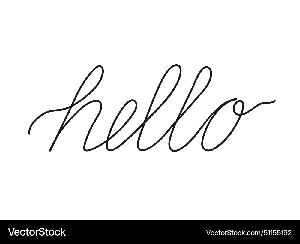 Hello write calligraphy word continuous line Hello write calligraphy word continuous line vector image