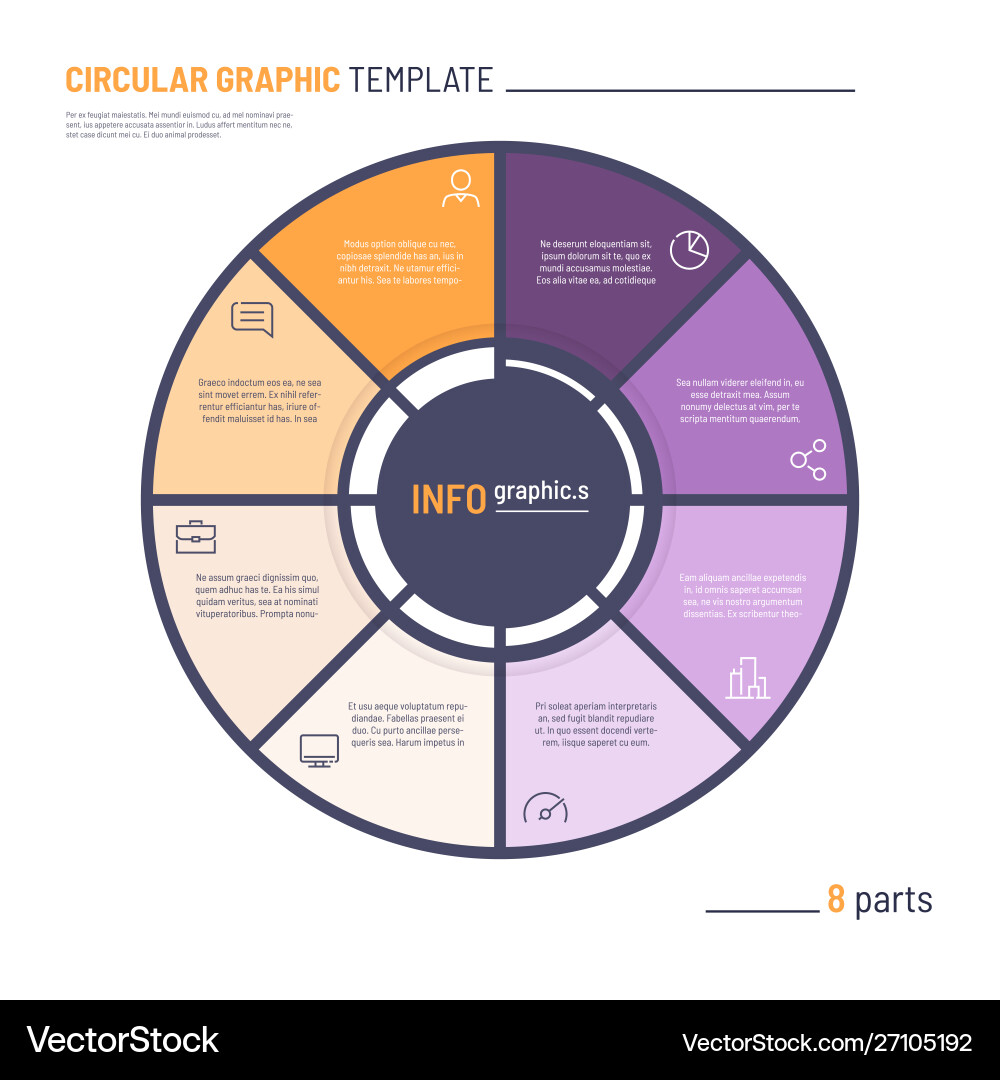 Infographic circle chart template eight vector image