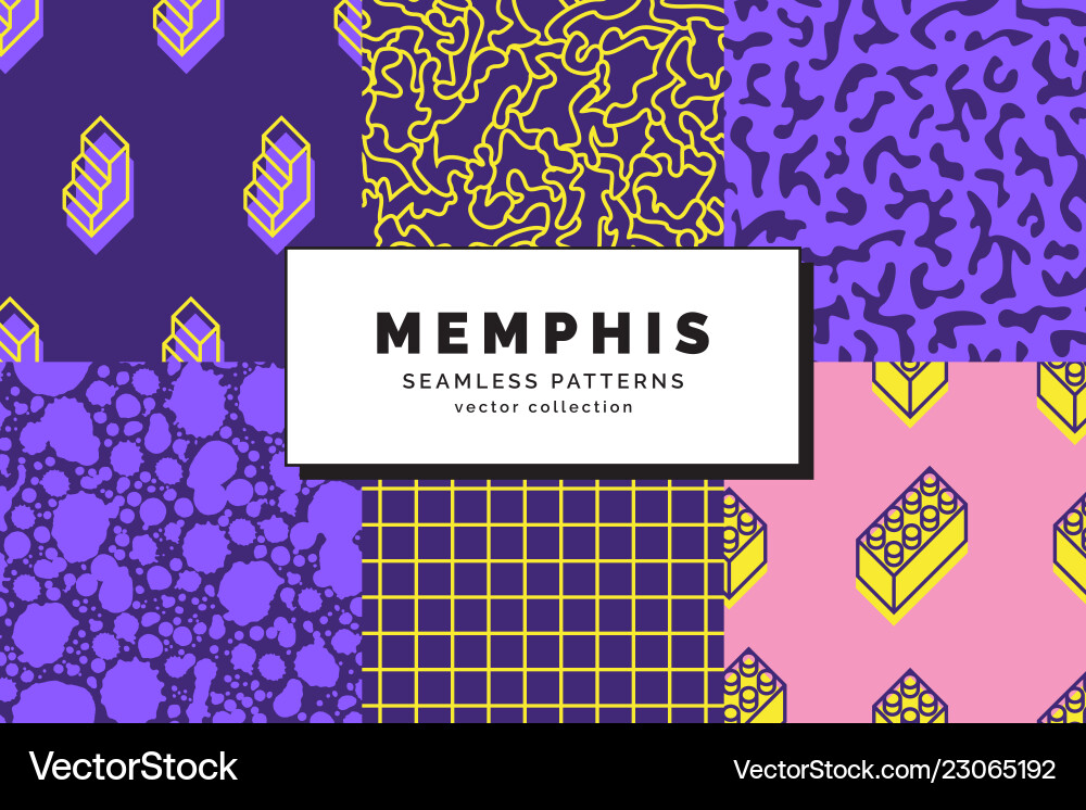 Memphis seamless patterns set Memphis seamless patterns set vector image