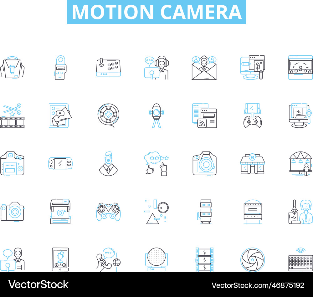 Motion camera linear icons set action adventure Vector Image