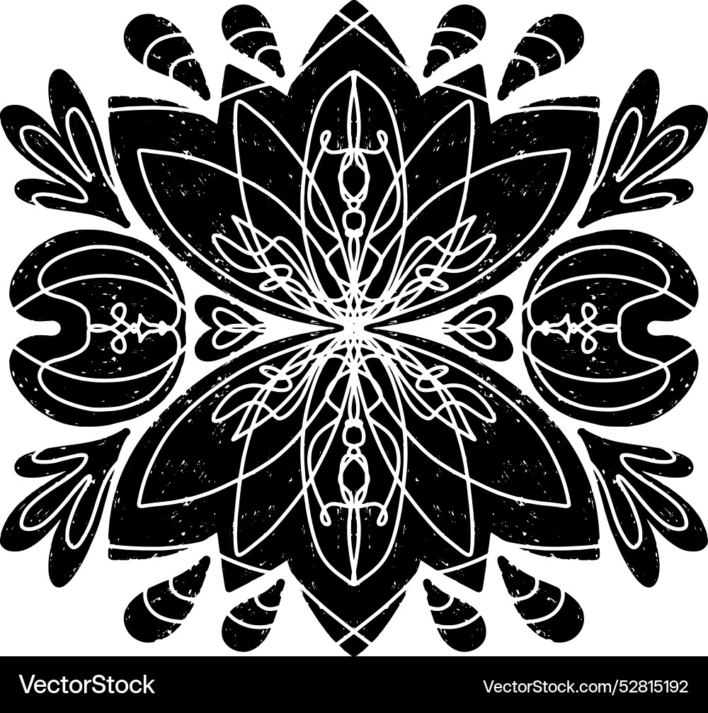 Pattern symmetrical in linocut style texture Pattern symmetrical in linocut style texture Vector Image