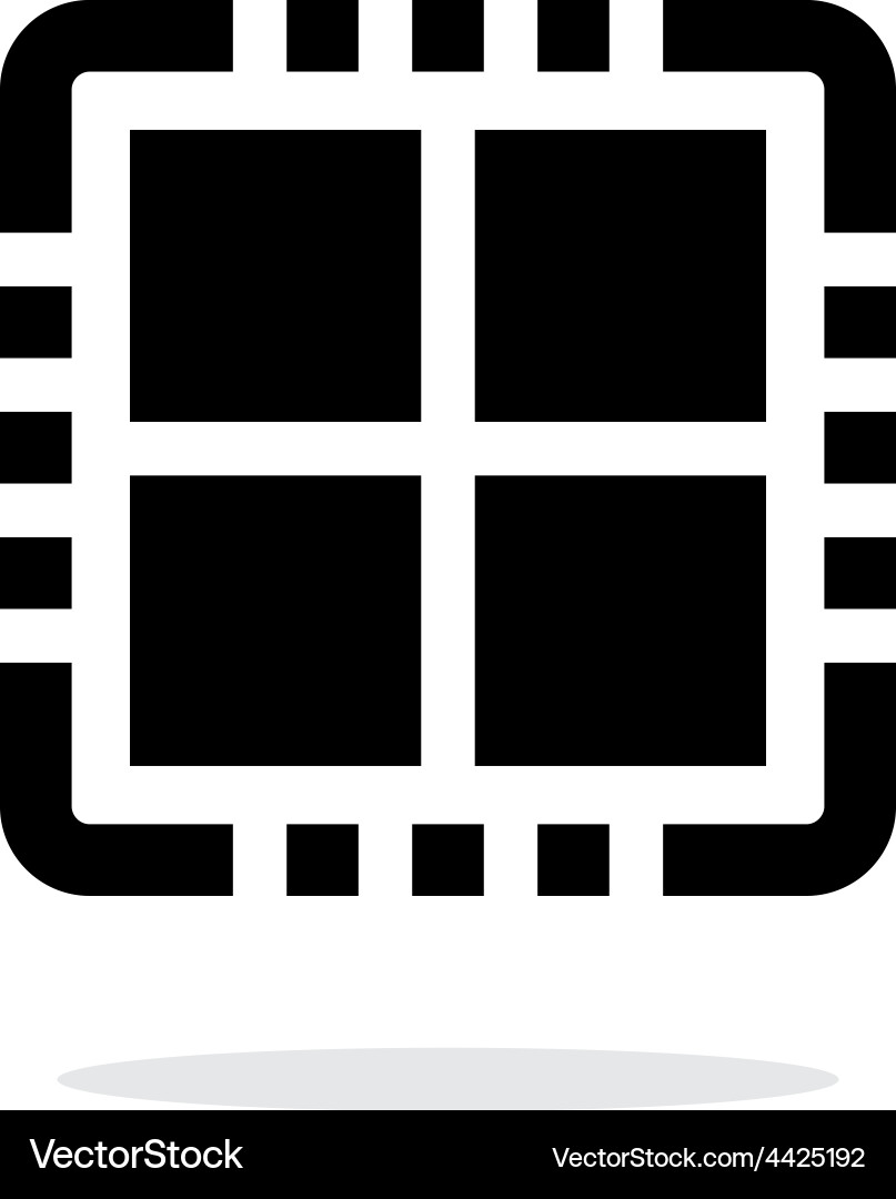 Quad core cpu simple icon on white background Vector Image