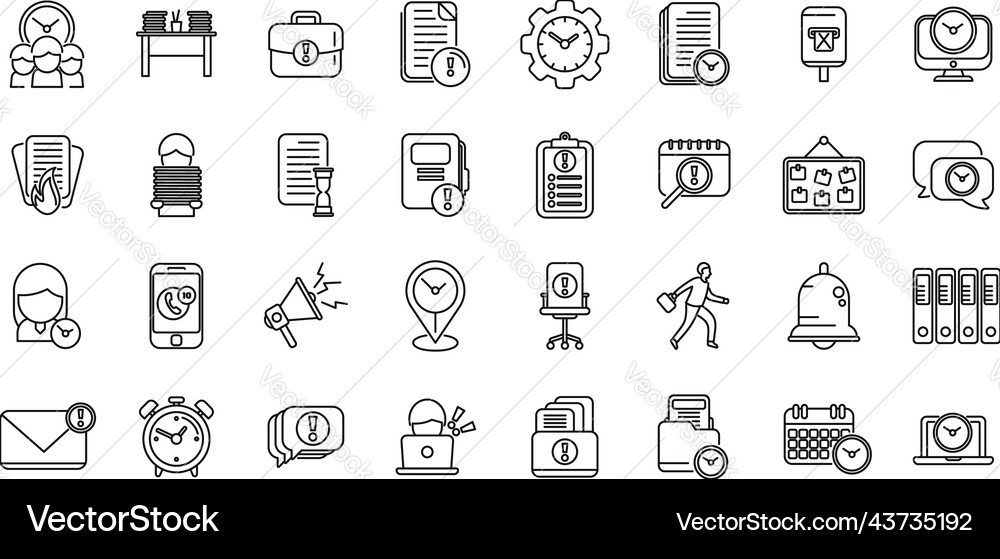 Rush job icons set skizzen internet boss Rush job icons set skizzen internet boss Vektorbild