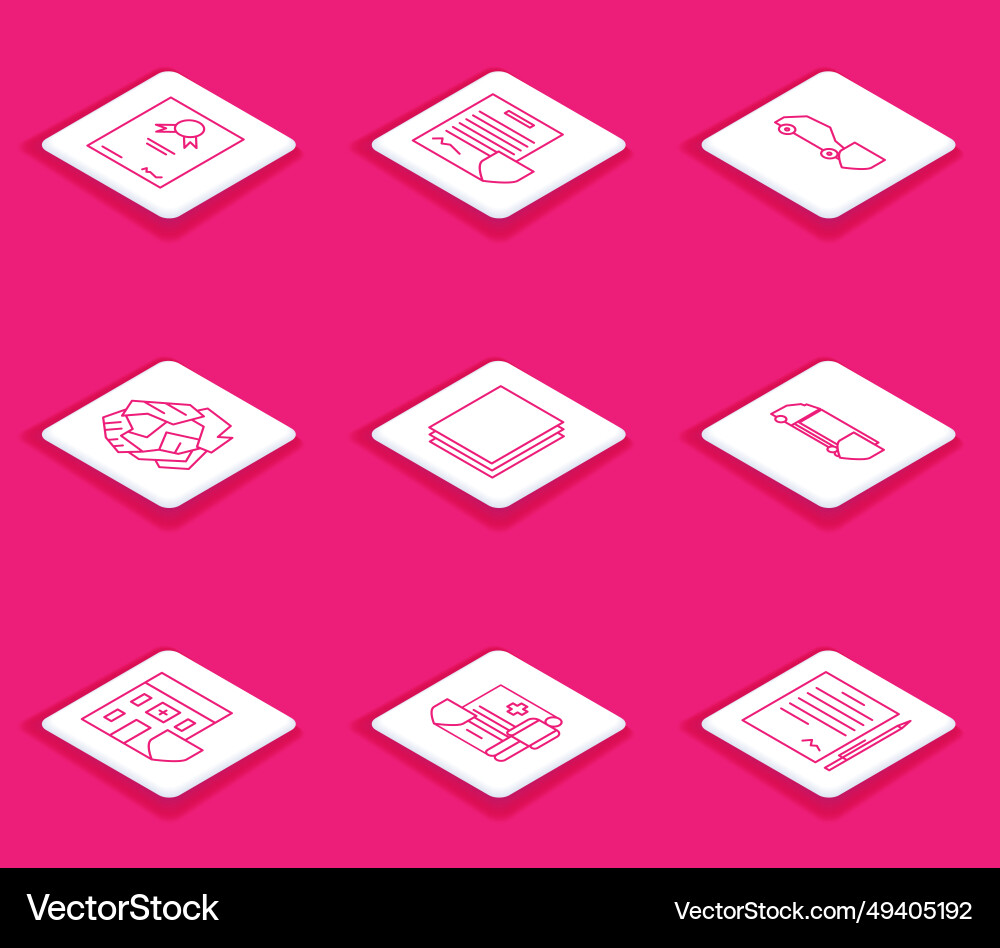 Set line certificate template contract vector image