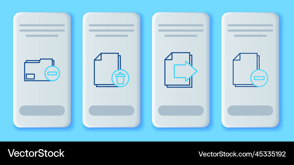Set line delete file document next page arrow Set line delete file document next page arrow Vector Image