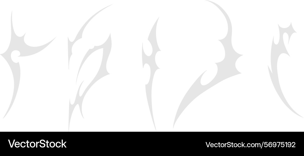 Set of gothic neo tribal abstract shapes in grey Set of gothic neo tribal abstract shapes in grey Vector Image