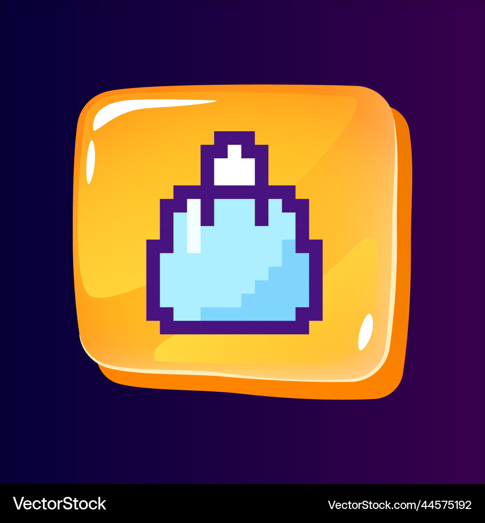 Shopping bag glossy ui button with pixelated Vector Image