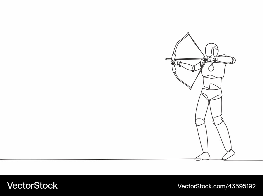Single continuous line drawing robot trying vector image