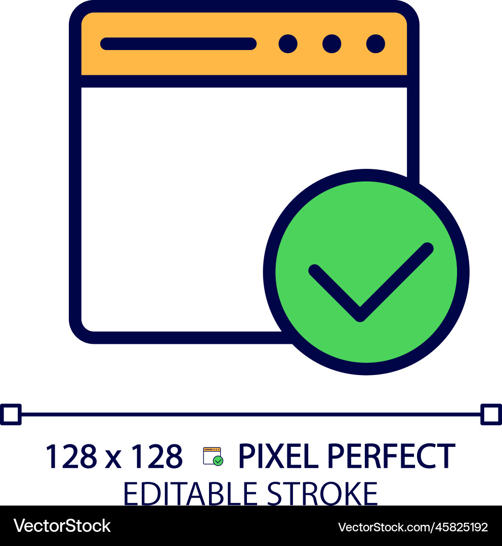 Web page with tick pixel perfect rgb color icon Vector Image