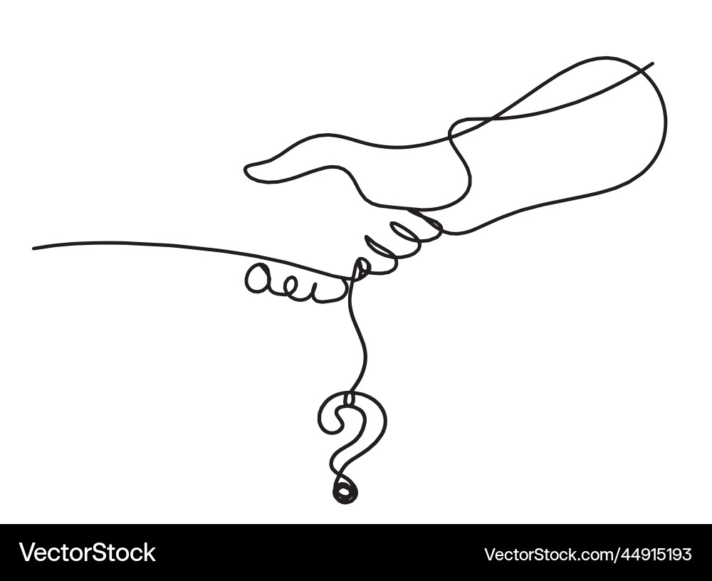 Abstract handshake with question mark as line Vector Image