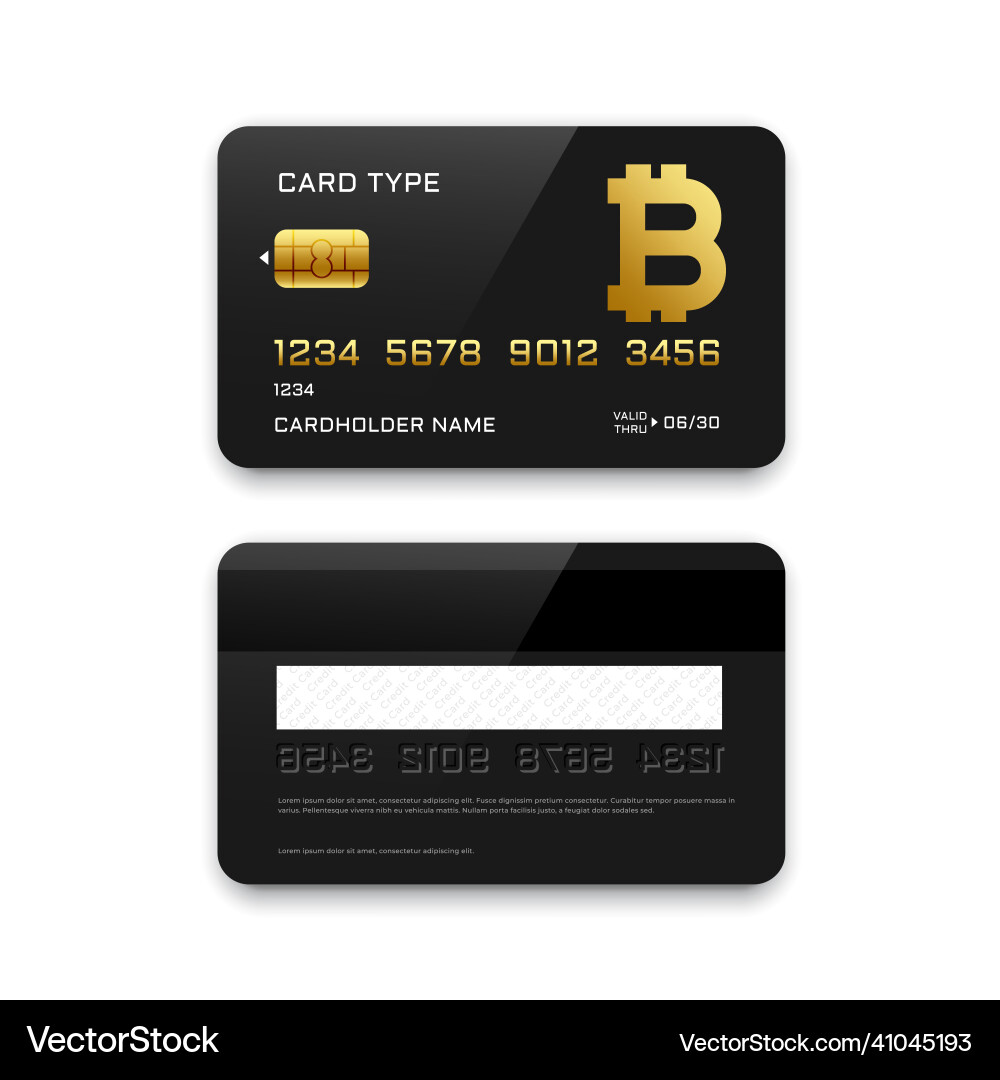 Bitcoin credit card template design – Royalty-Free Vector | VectorStock