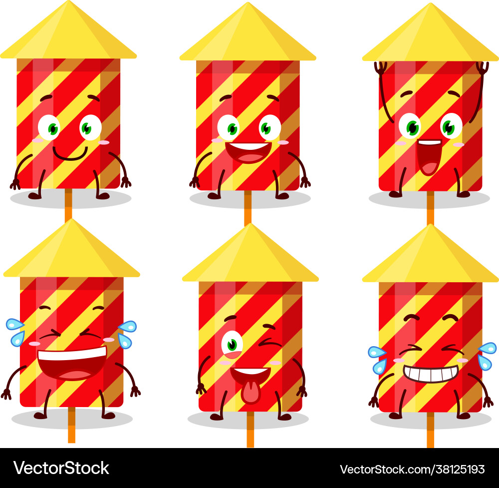Character red firecracker with smile expression Character red firecracker with smile expression Vector Image