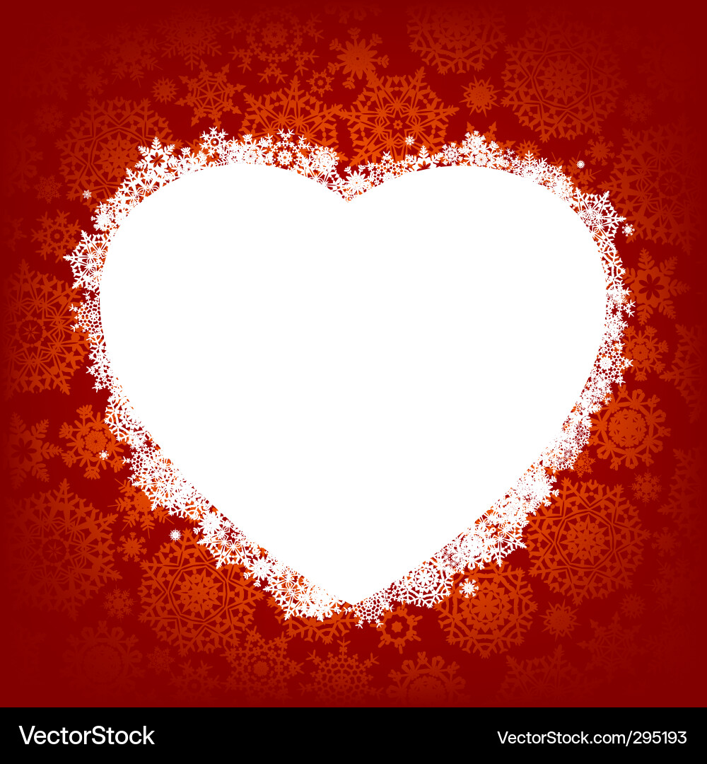 Christmas Heart Frame with Snowflake Pattern Vector Image