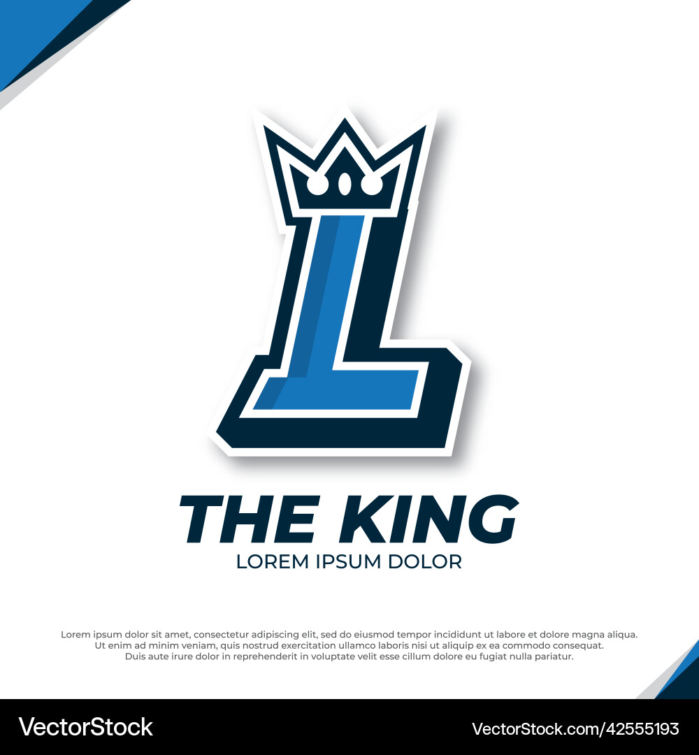 Crown esport mascot letter l logo schriftarten Crown esport mascot letter l logo schriftarten Vektorbild