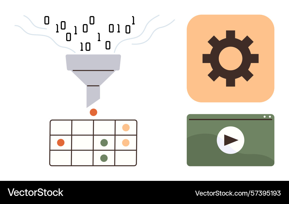 Data filtering and processing concept with gears Data filtering and processing concept with gears vector image