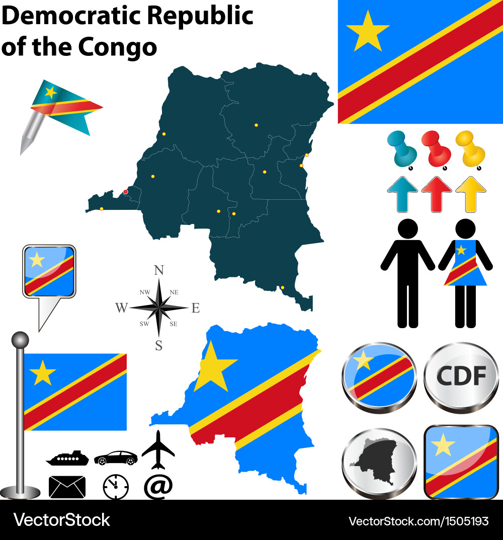 Democratic republic of the congo map Royalty Free Vector