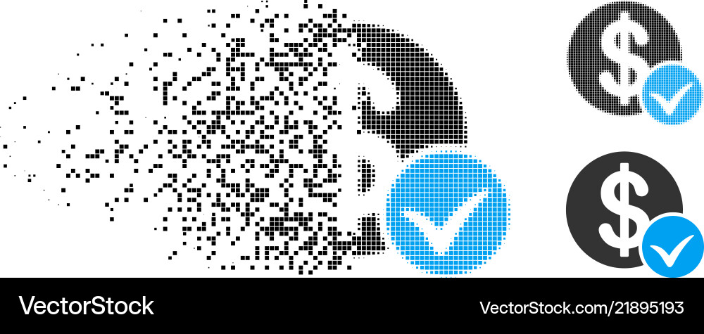 Dissolving pixelated halftone accept payment icon Vector Image