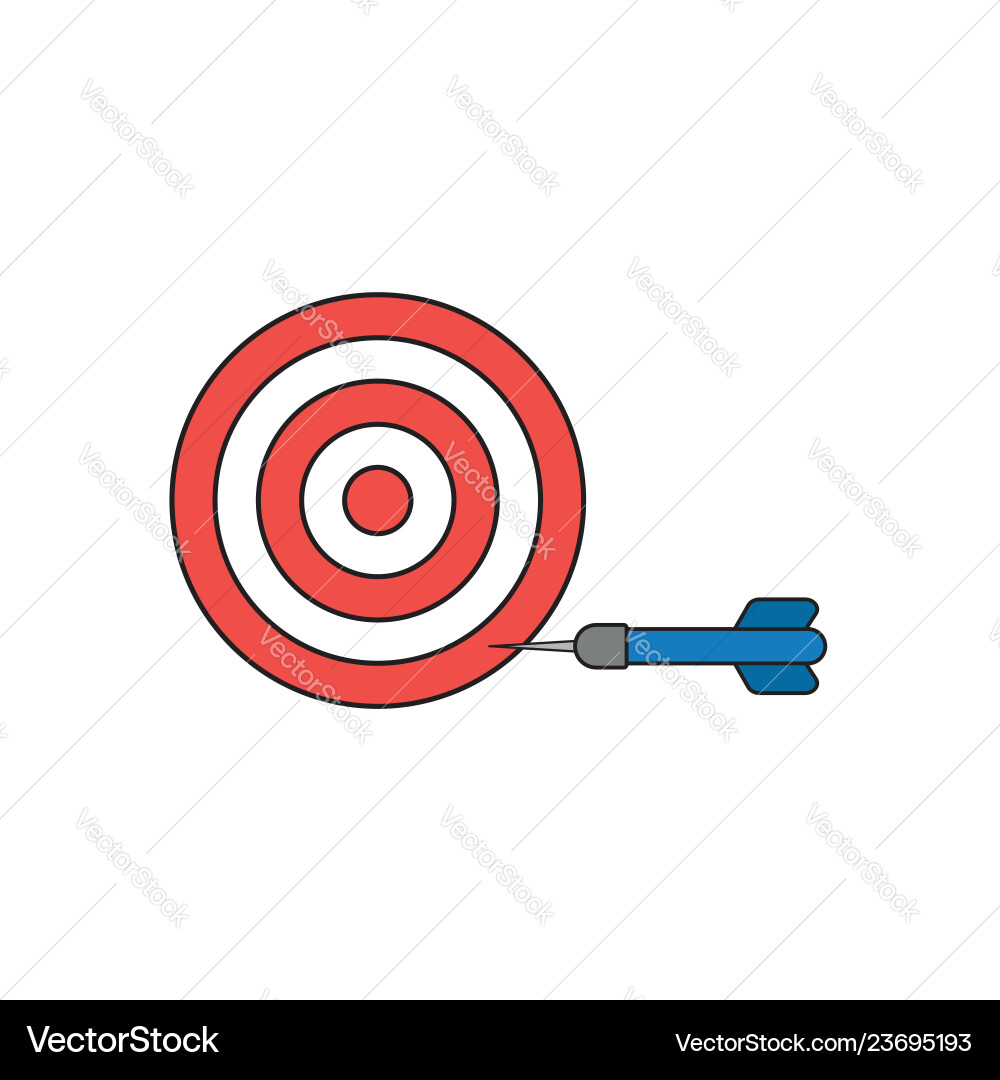 Flat design style concept of bullseye with dart Flat design style concept of bullseye with dart Vector Image