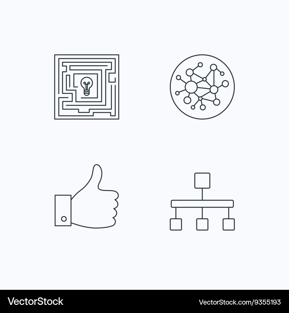 Global network like and hierarchy icons vector image