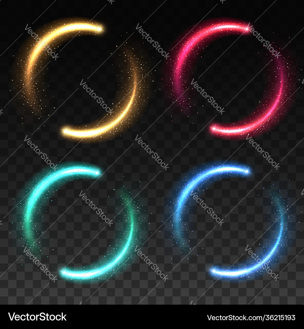 Glowing magical light rings flare lines vector image