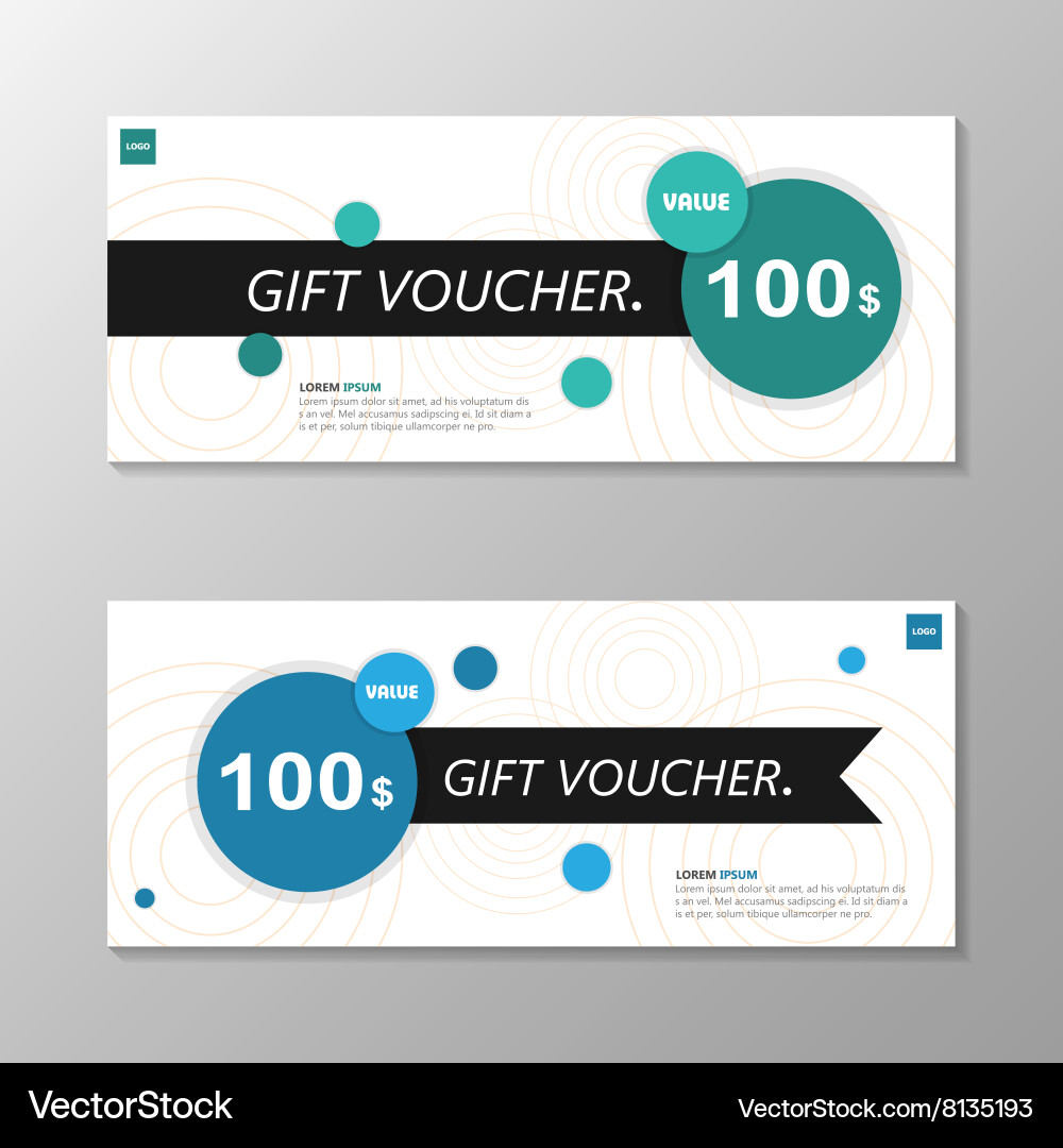 Kreis blau grün Geschenkgutschein Vorlage Layout Set Vektorbild