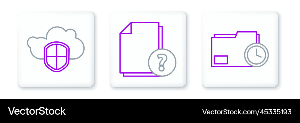 Set line document folder with clock cloud Vector Image