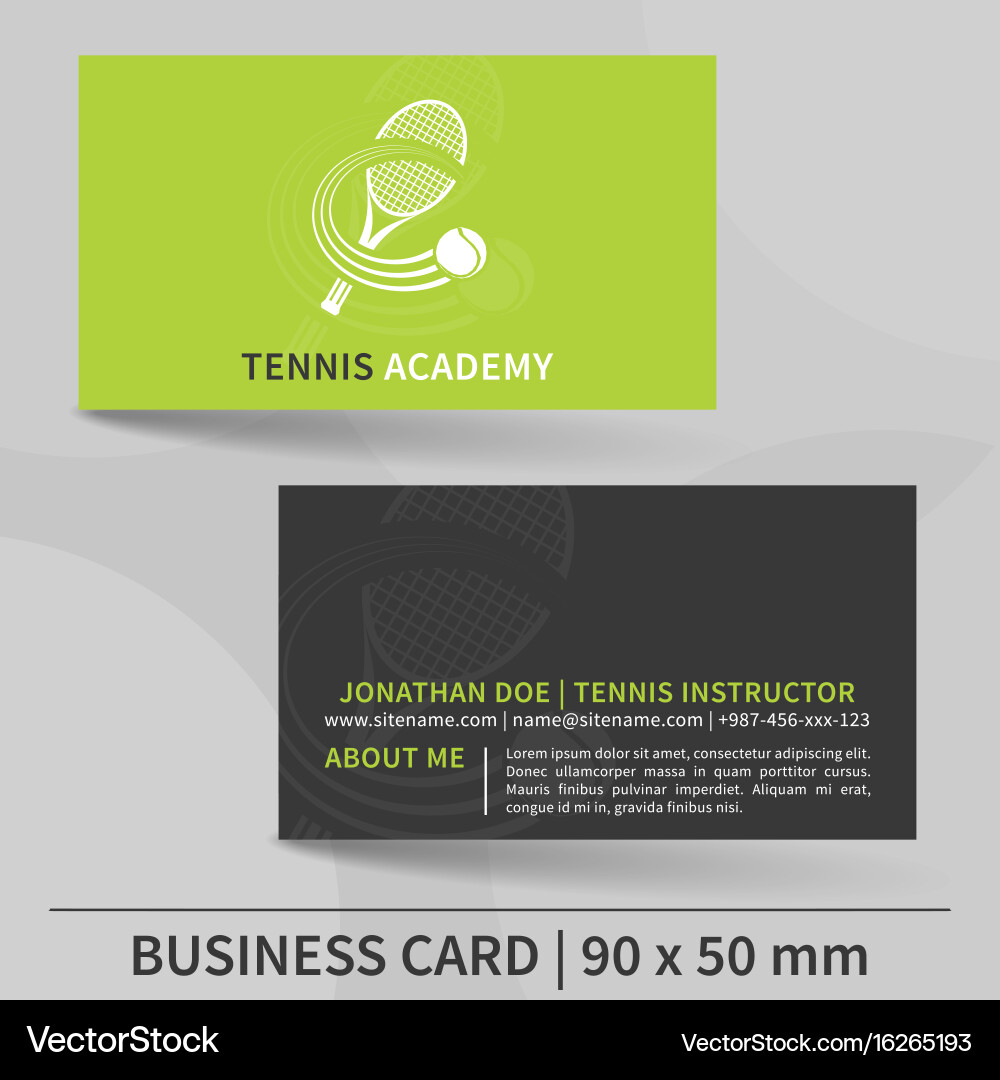 Tennis Coach Business-Karte Vorlage Vektorbild
