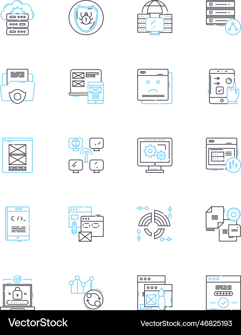 Web computing linear icons set browser html Web computing linear icons set browser html Vector Image