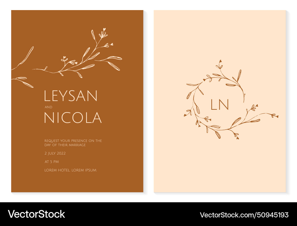 Wedding invitation template vector image