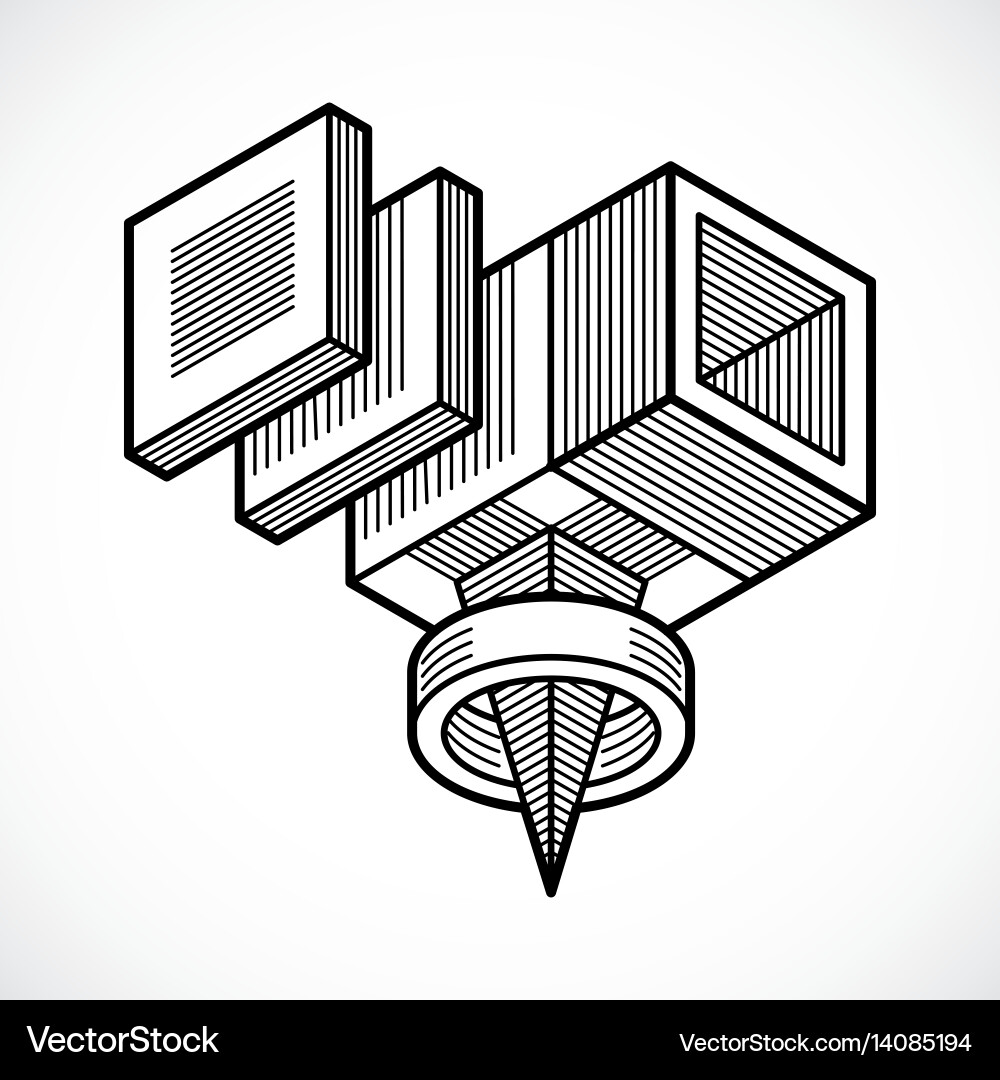 Abstract isometric dimensional shape made using Vector Image
