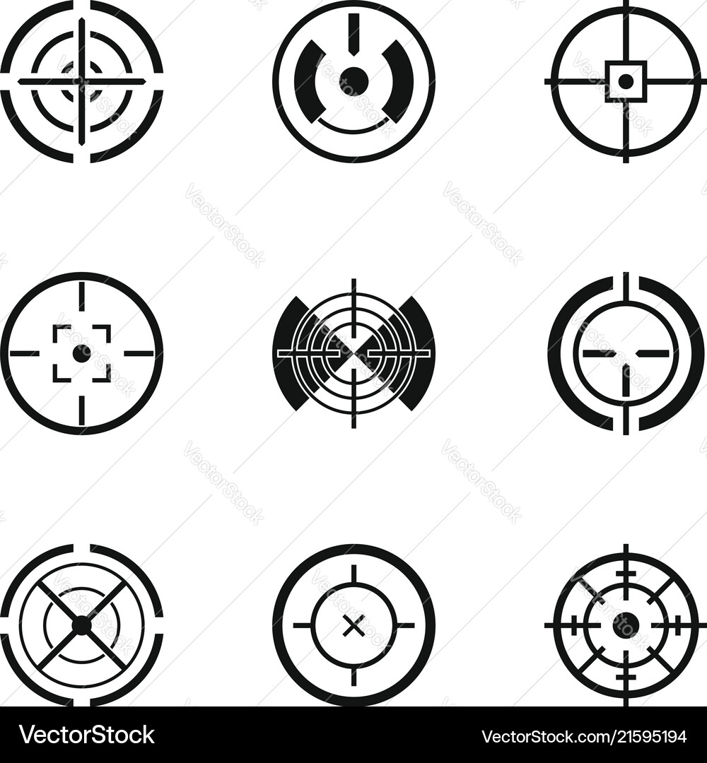 Aim shooting icons set simple style Aim shooting icons set simple style vector image